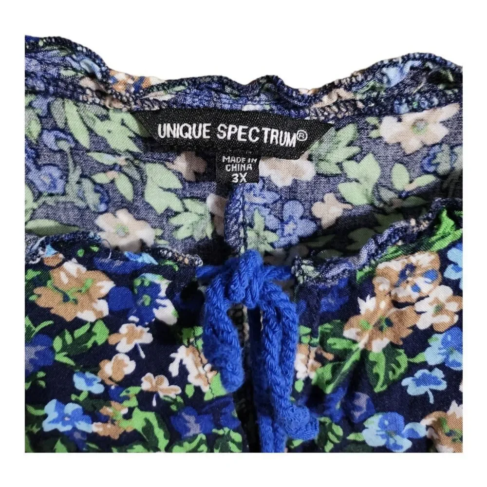 Unique Spectrum print‎ scoop neck blouse Size 3X Woman's Multicolor Floral Boho